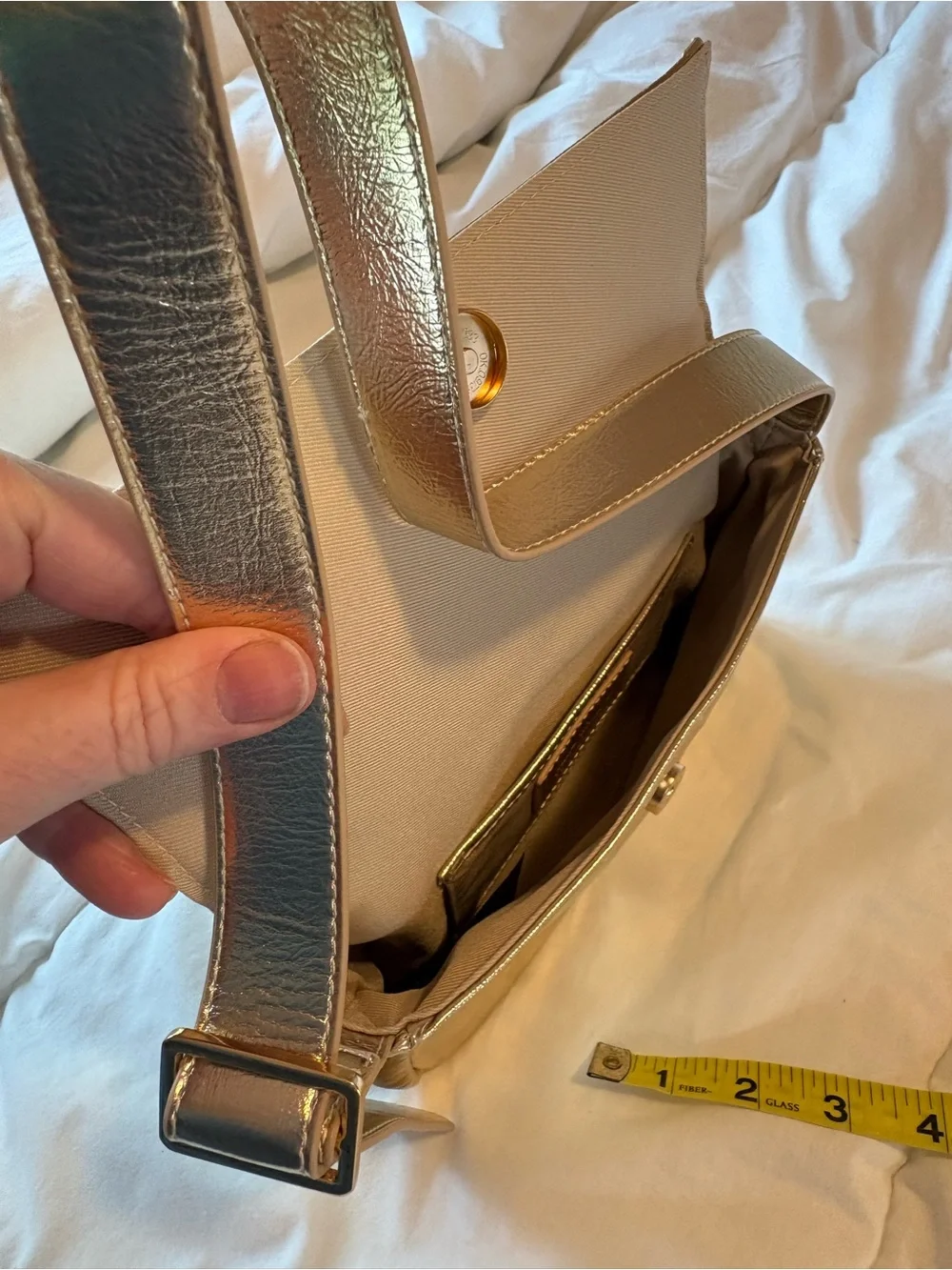 Nicole Miller Metallic Gold Shoulder Bag with Flap